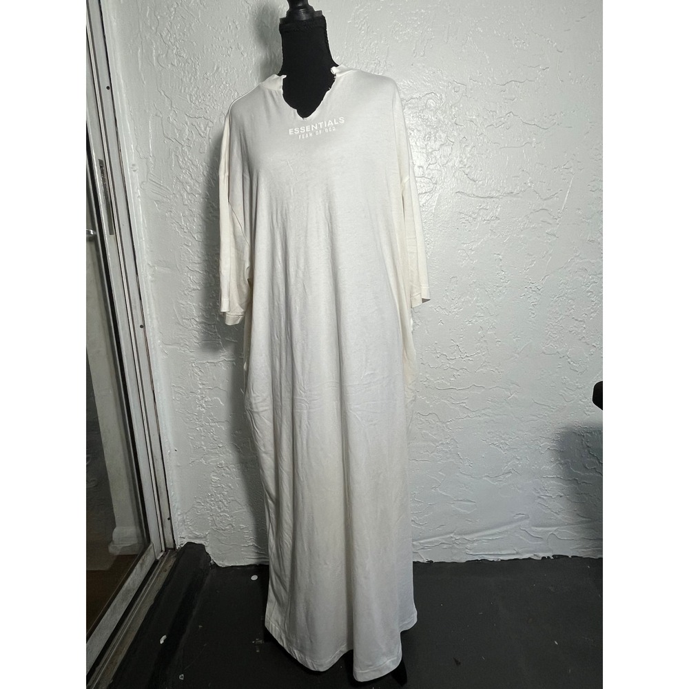 Fear of God Essentials Tee Maxi Dress Cream White size M (roomy can fit L)